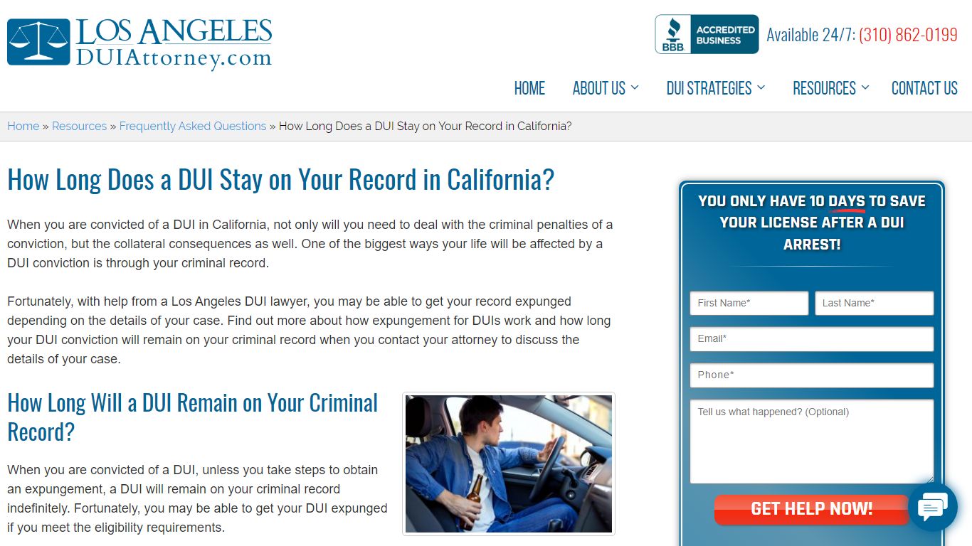 How Long a DUI Stays on Your Record in California